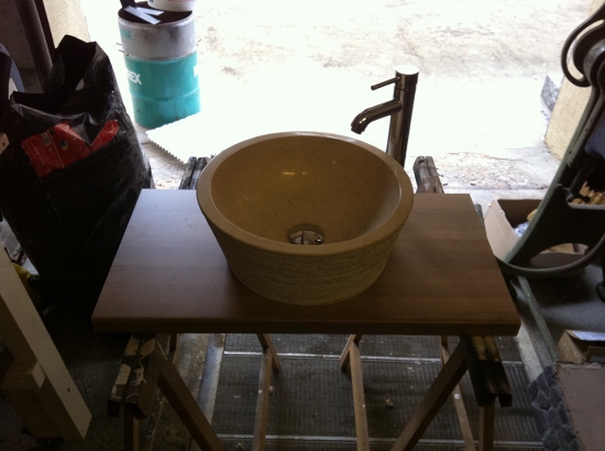 Préparation de la vasque en atelier